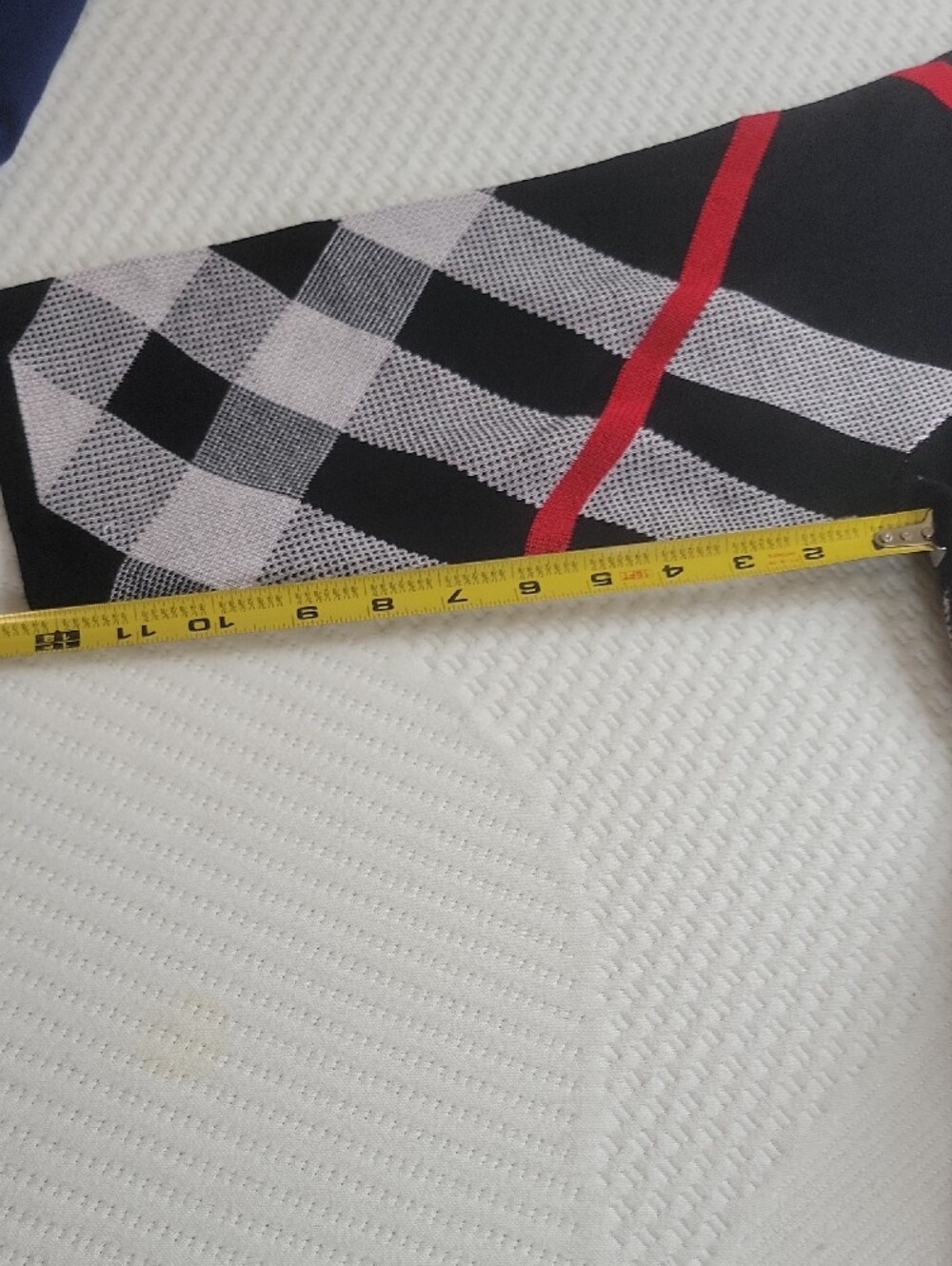 Nina Leonard Black Knit Midi Dress with Black,  Red and White Plaid Stripes - Picture 14 of 16